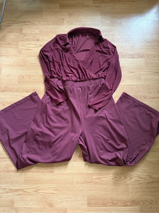 HALARA Pants - Halara SoftlyZero Mesh Wrap Wide Leg Jumpsuit Large Burgundy 7GY6P